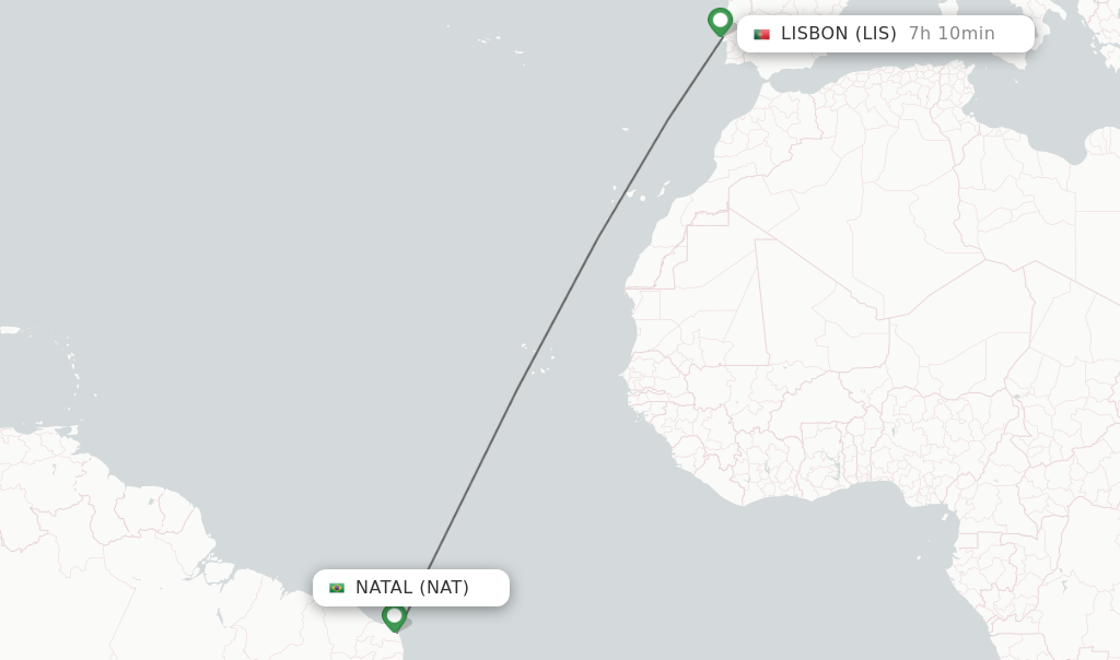 Direct (non-stop) flights from Natal to Lisbon - schedules -