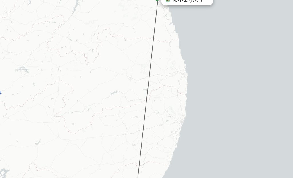 Flights from Natal to Maceio route map