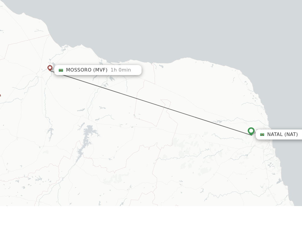 Flights from Natal to Mossoro route map