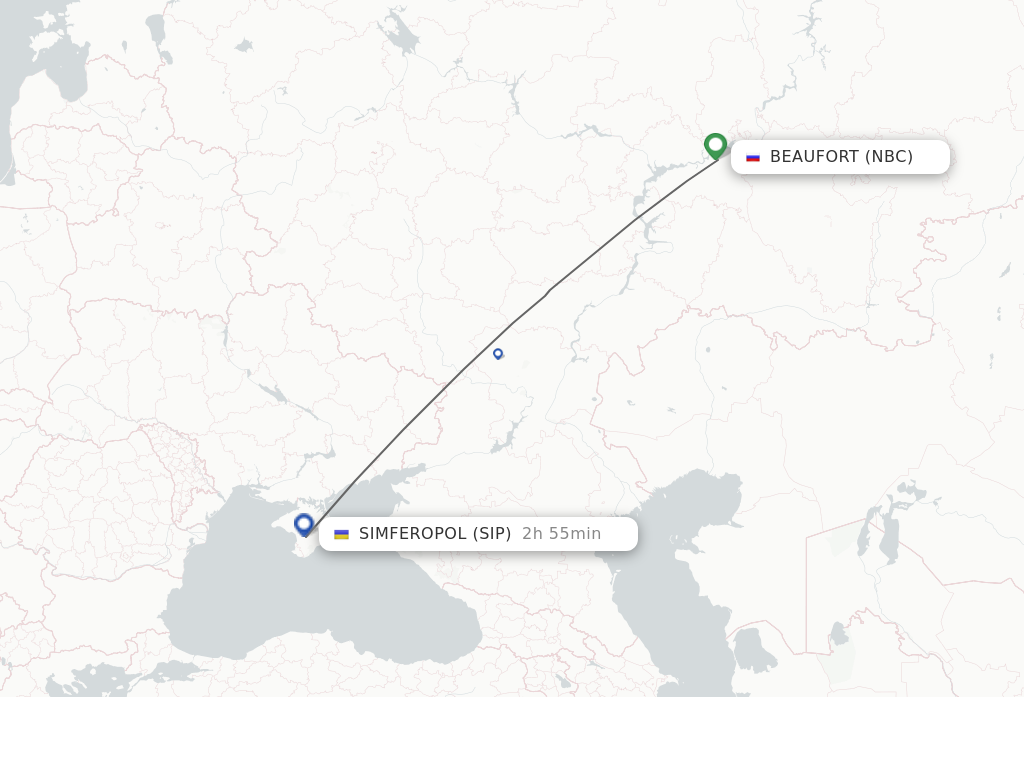 Flights from Naberezhnye Chelny to Simferopol route map