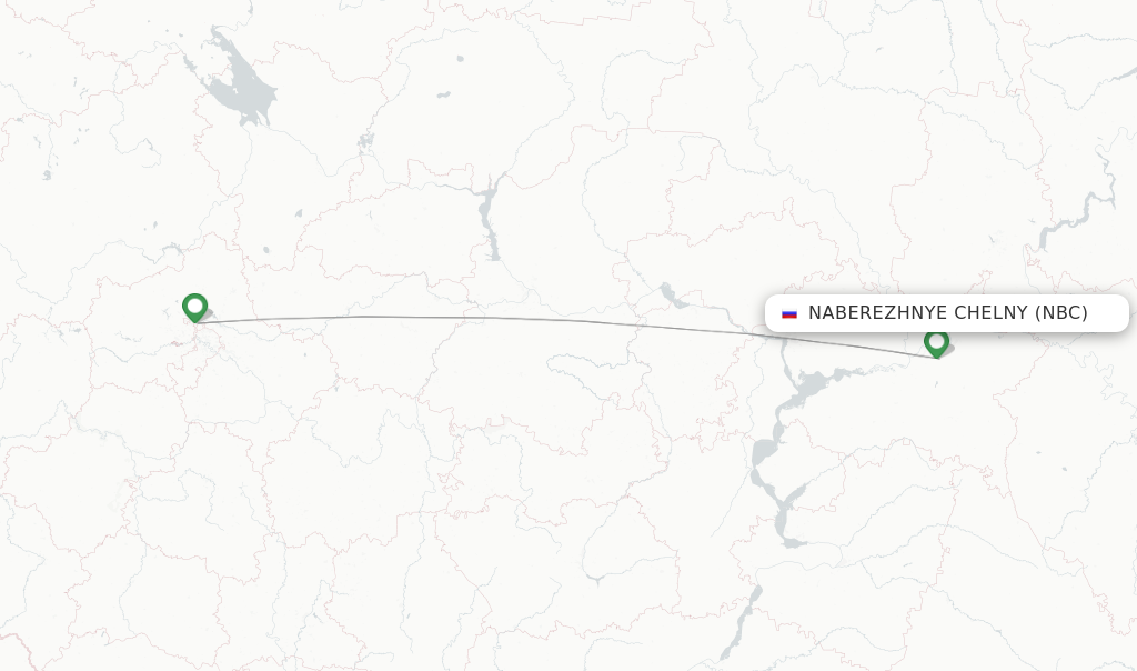 Route map with flights from Naberezhnye Chelny with Aeroflot