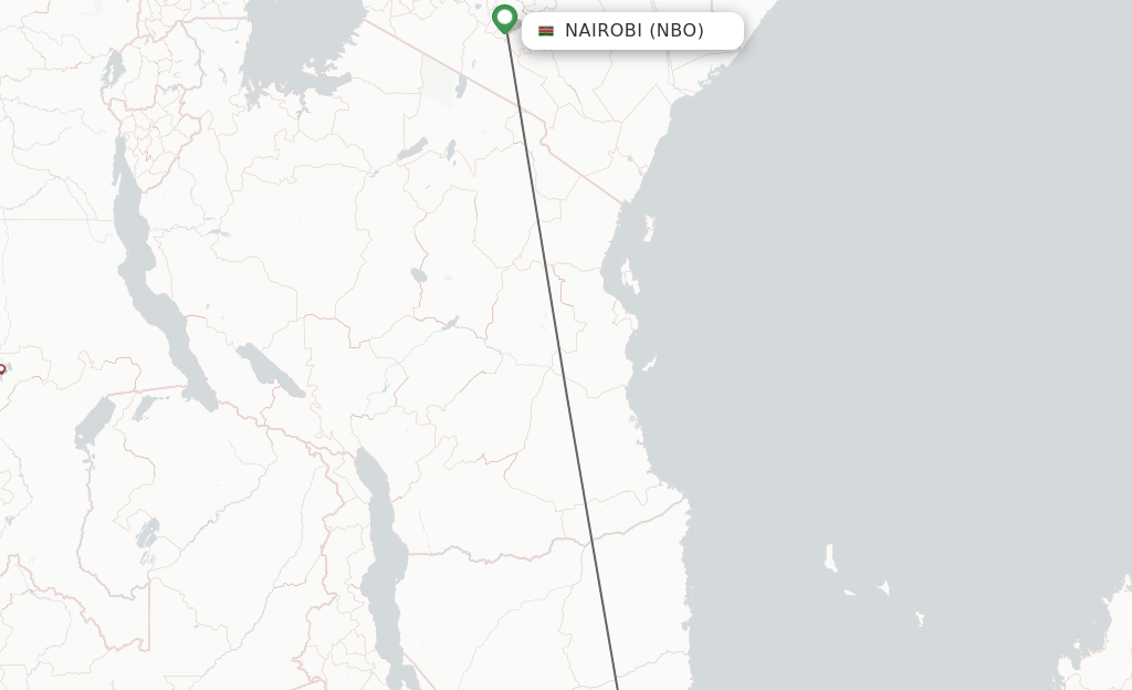 Flights from Nairobi to Nampula route map