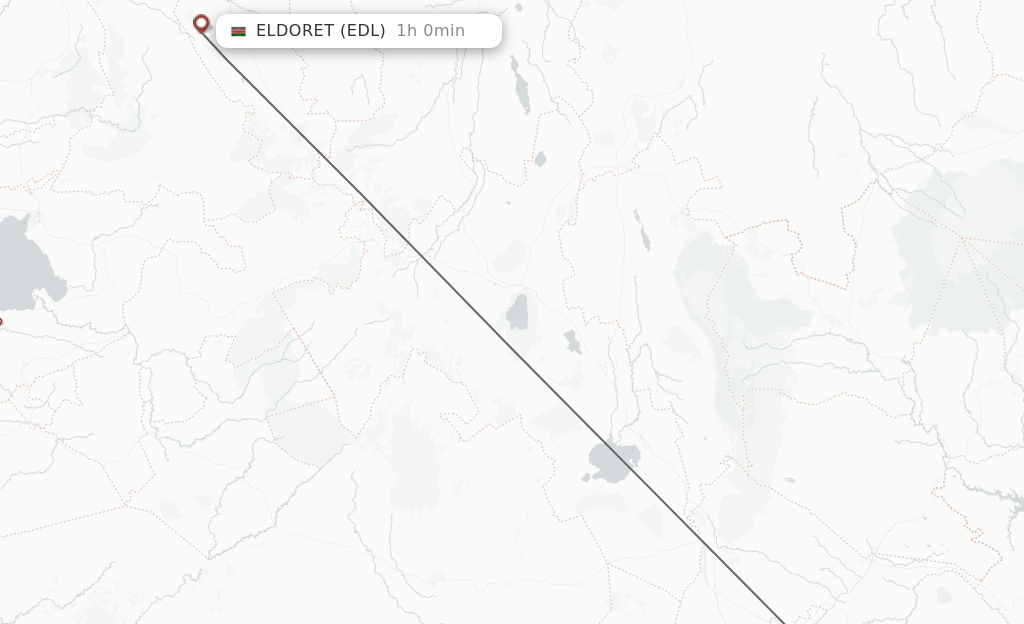 Flights from Nairobi to Eldoret route map