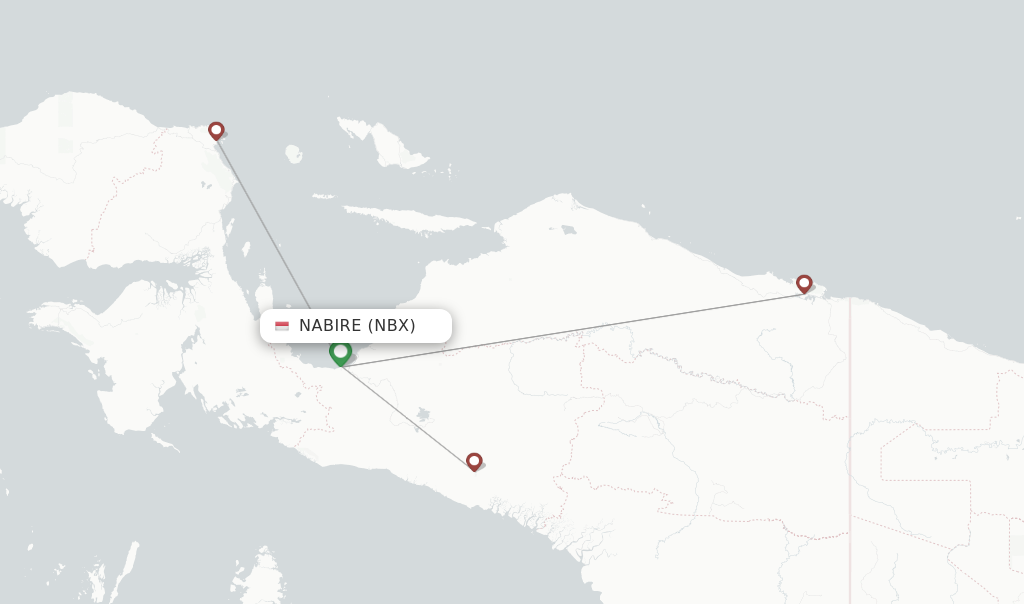 Route map with flights from Nabire with Wings Air