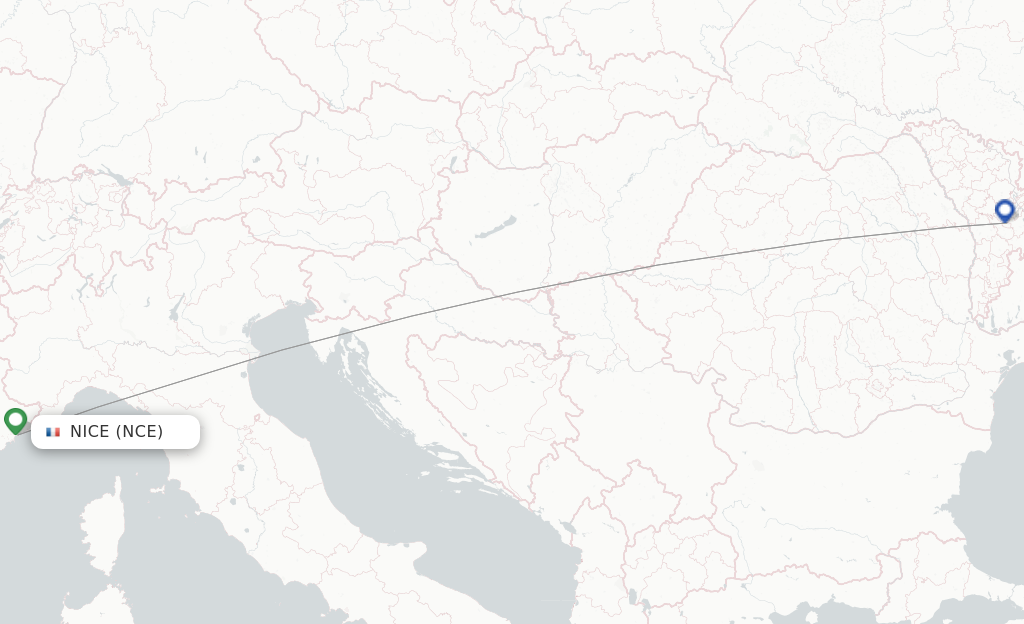 Route map with flights from Nice with Fly One