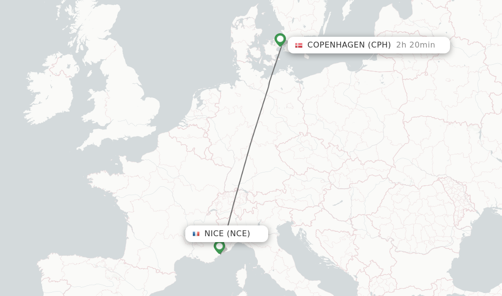 Direct (non-stop) flights from Nice Copenhagen - -