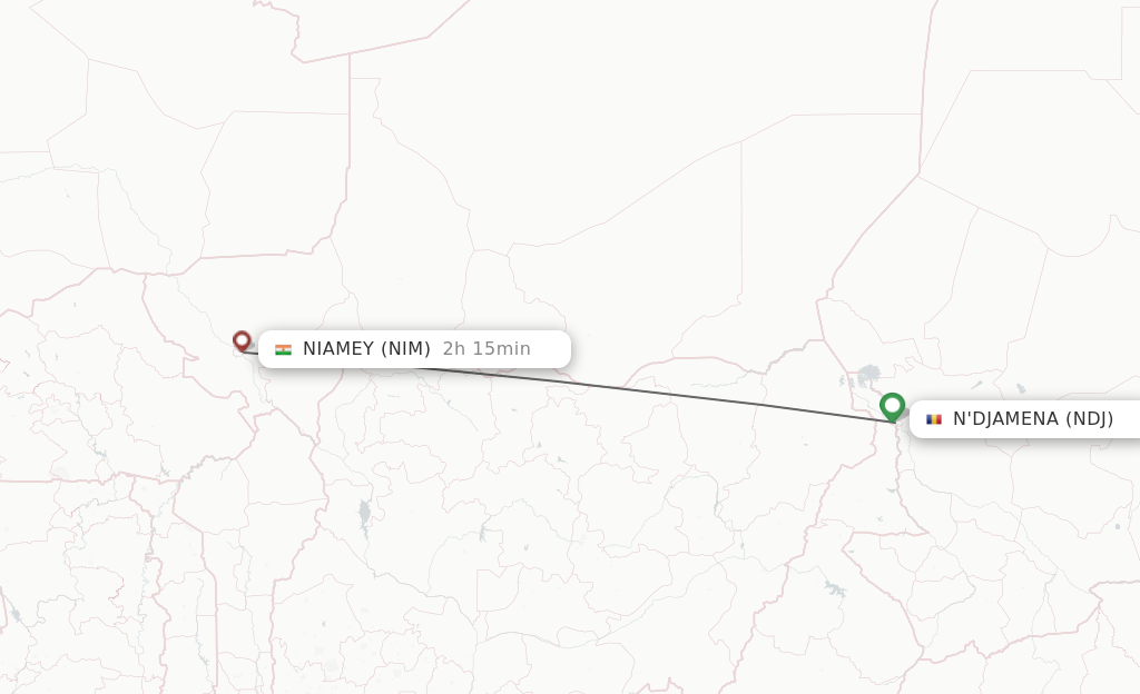 Flights from Ndjamena to Niamey route map