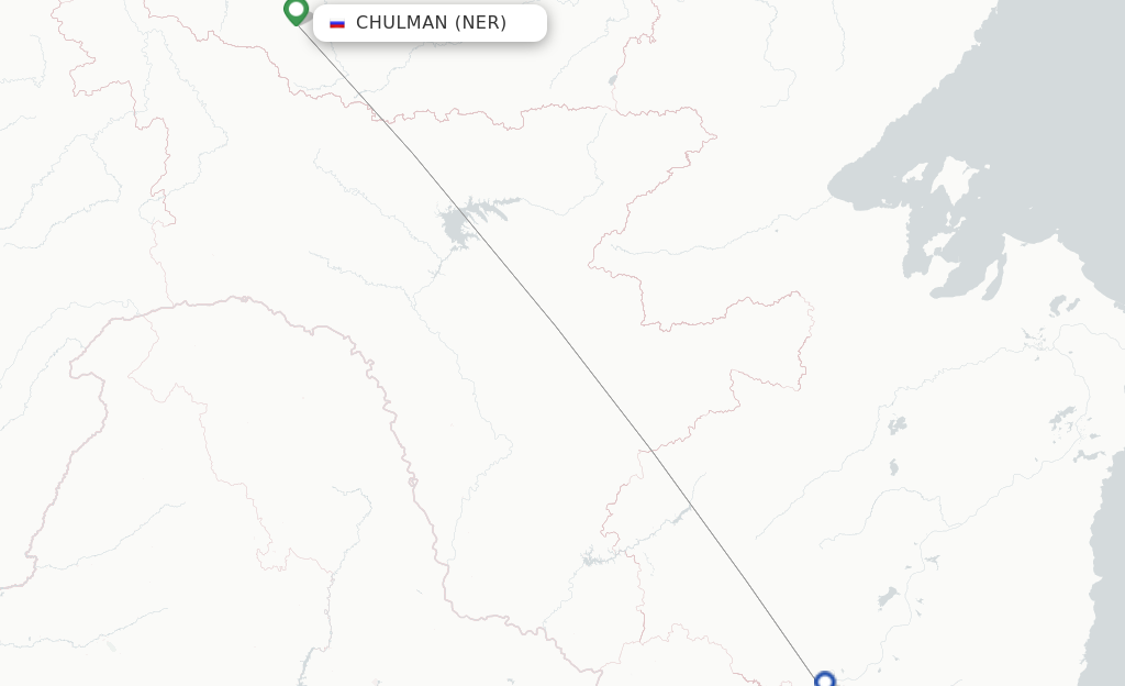 Route map with flights from Neryungri with Aurora