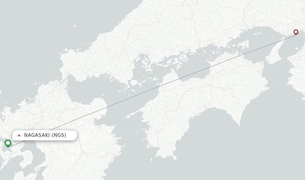 Route map with flights from Nagasaki with Skymark Airlines