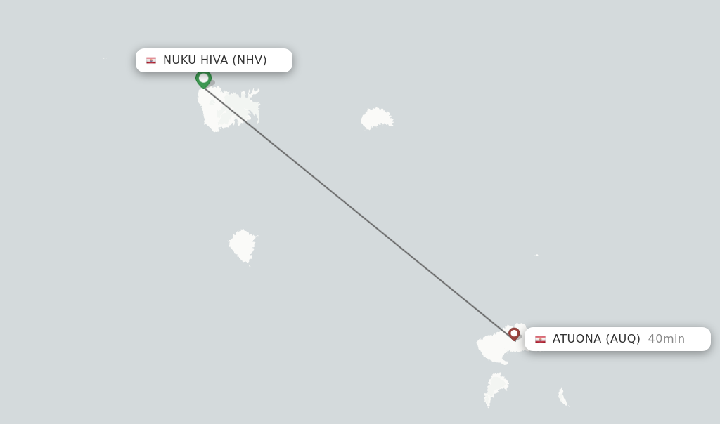 Flights from Nuku Hiva to Atuona route map