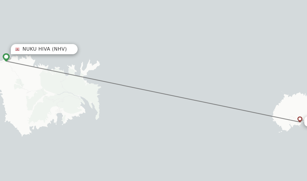 Flights from Nuku Hiva to Ua Huka route map
