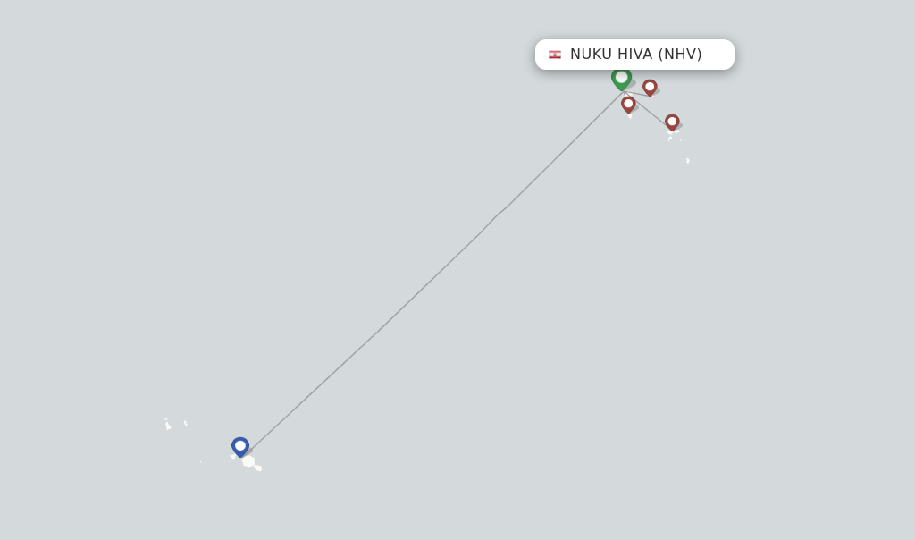Flights from Nuku Hiva to Fakarava route map