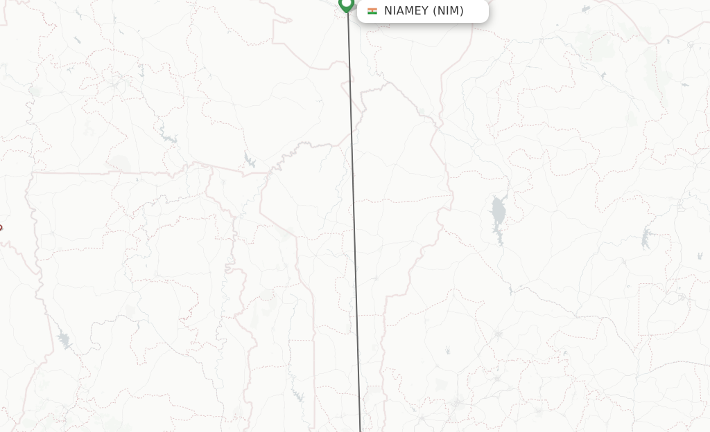 Flights from Niamey to Cotonou route map