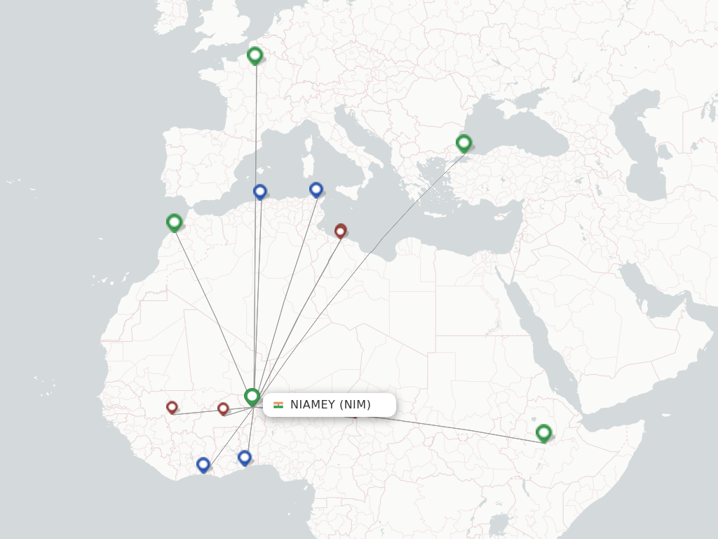 Flights from Niamey to Mitiga, Tripoli route map