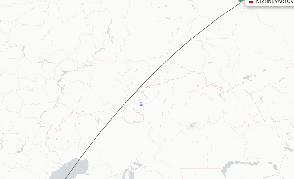 Flights from Nizhnevartovsk to Makhachkala route map