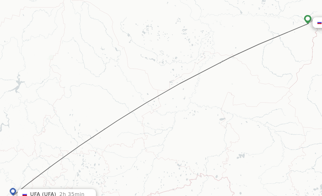 Flights from Nizhnevartovsk to Ufa route map