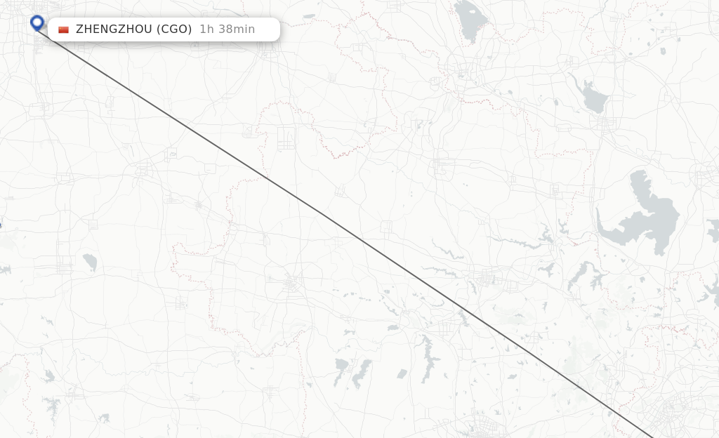 Flights from Nanjing to Zhengzhou route map