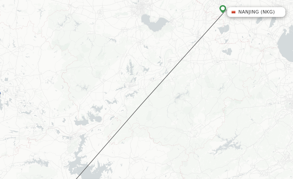 Flights from Nanjing to Nanchang route map