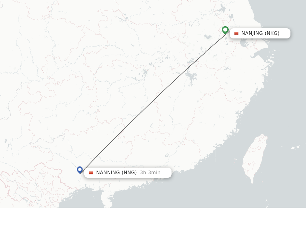 Flights from Nanjing to Nanning route map
