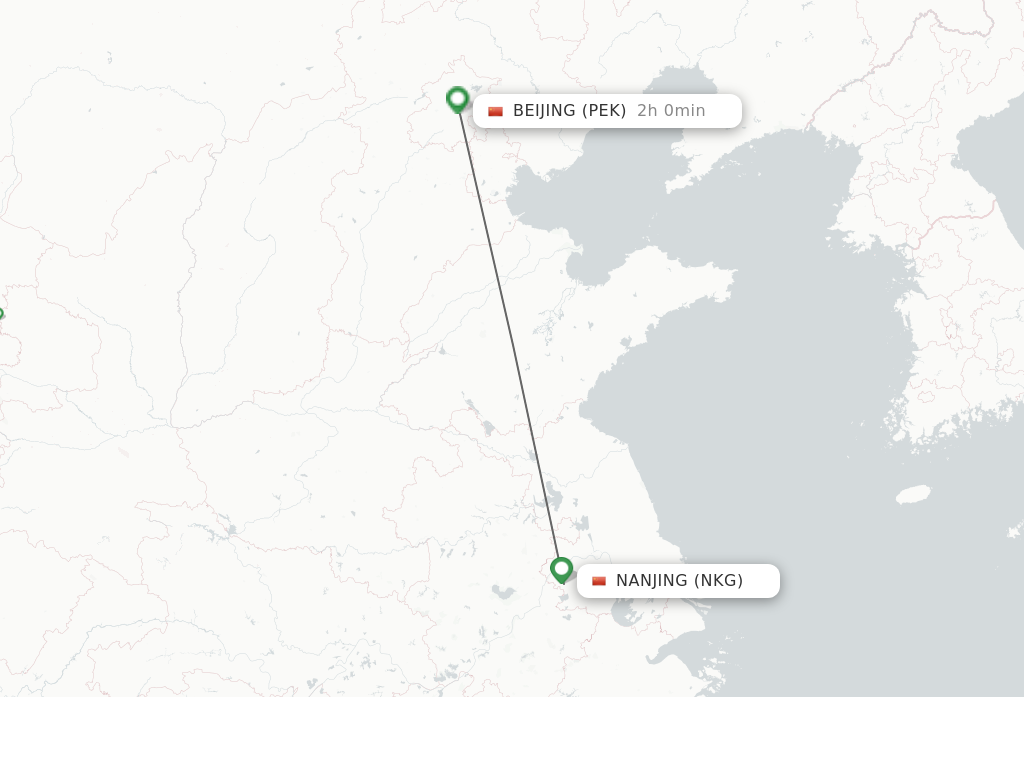 Flights from Nanjing to Beijing route map
