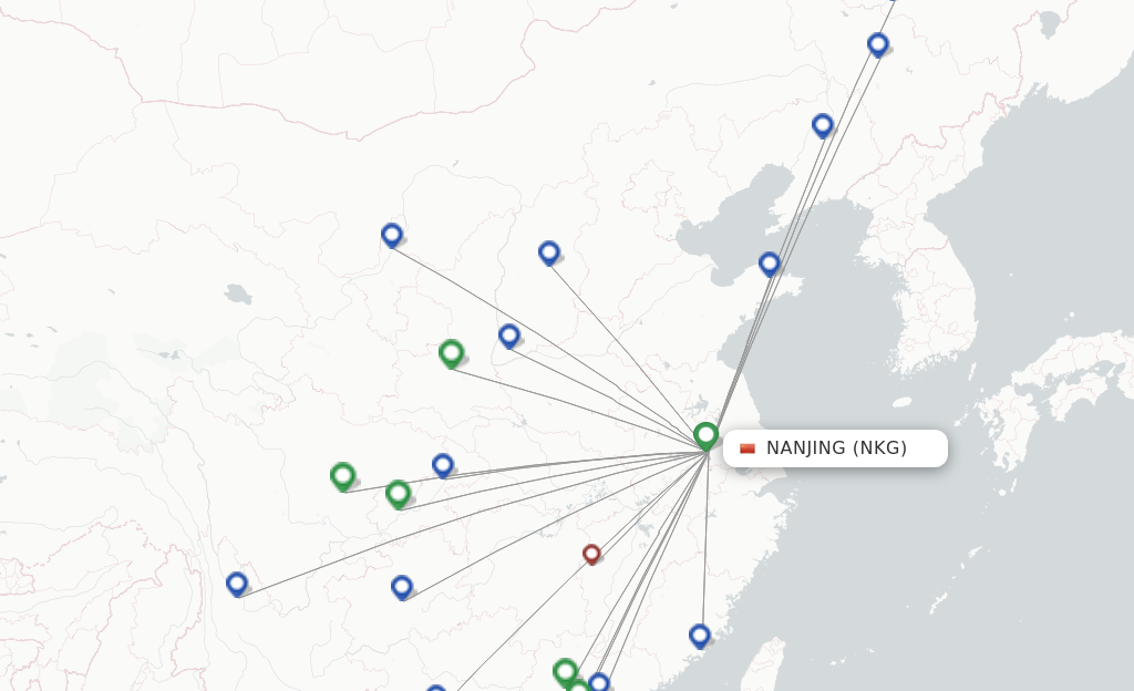 Route map with flights from Nanjing with Shenzhen Airlines