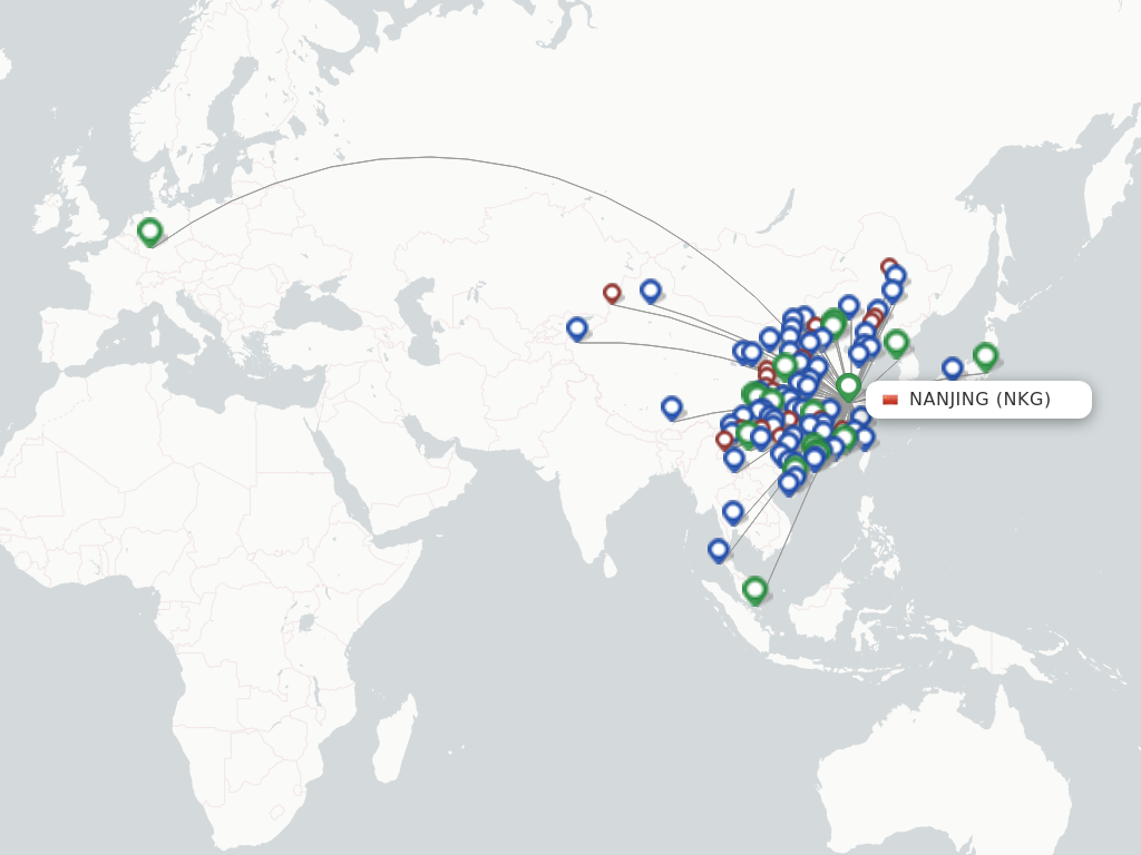 Flights from Nanjing to Tongren route map