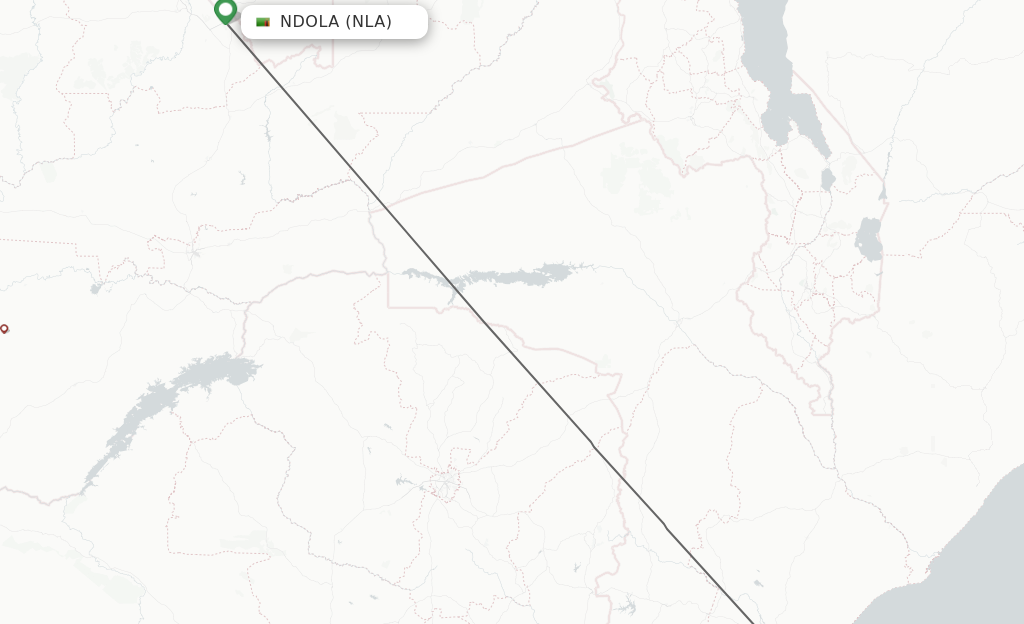 Flights from Ndola to Beira route map