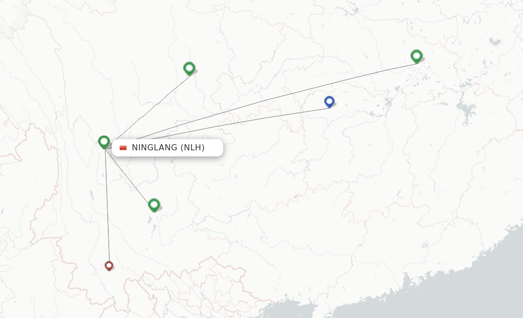 Flights from Ninglang to Pan Zhi Hua route map