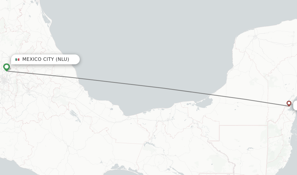 Flights from Chetumal to Mexico City route map
