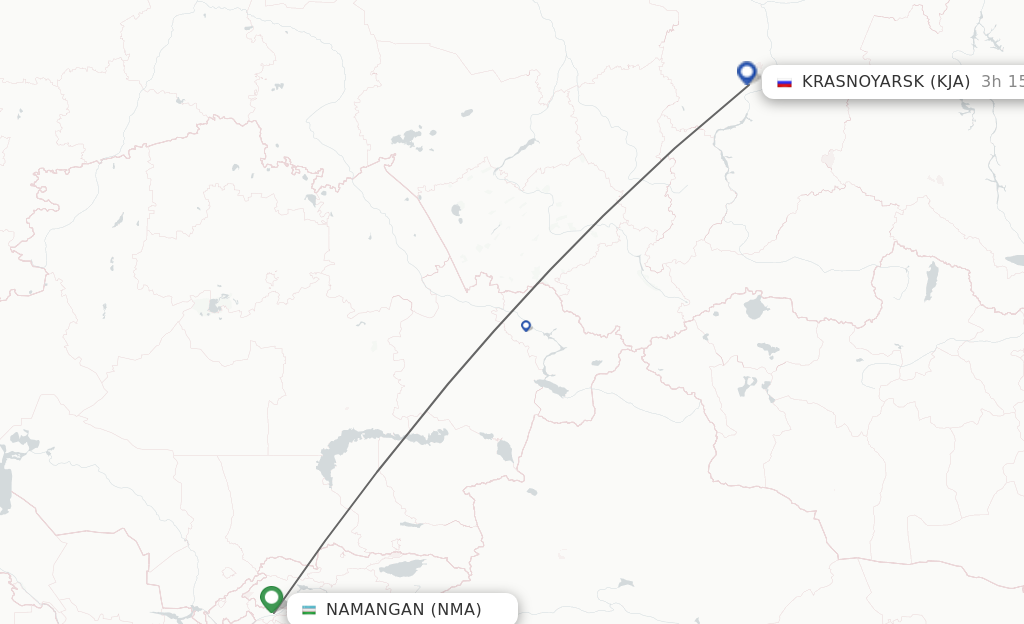 Flights from Namangan to Krasnojarsk route map