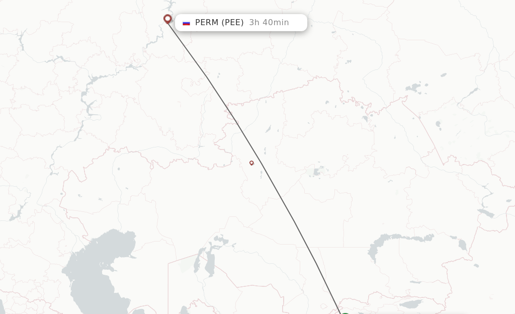 Flights from Namangan to Perm route map