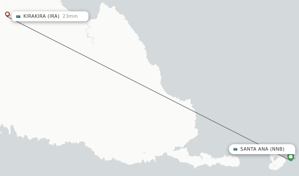 Flights from Santa Ana to Kirakira route map