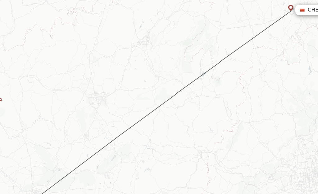 Flights from Nanning to Chenzhou route map