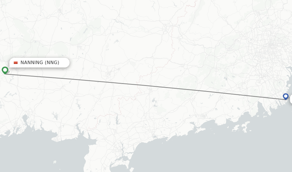 Flights from Nanning to Macau route map