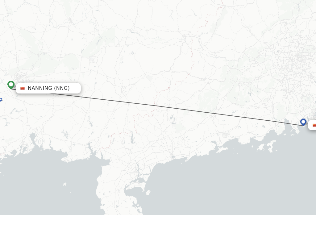 Flights from Nanning to Zhuhai route map