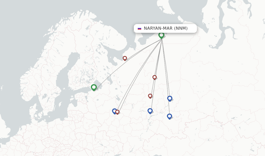 Flights from Naryan-Mar to Bugulma route map
