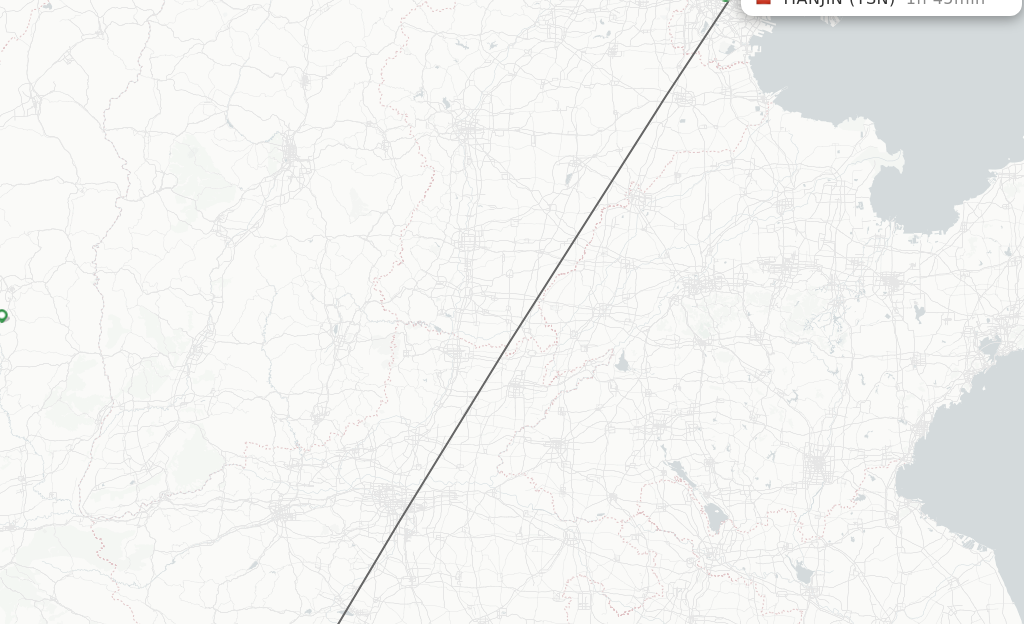 Flights from Nanyang to Tianjin route map