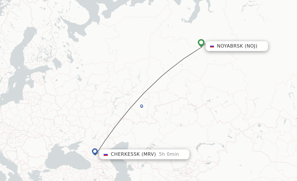 Flights from Noyabrsk to Cherkessk route map