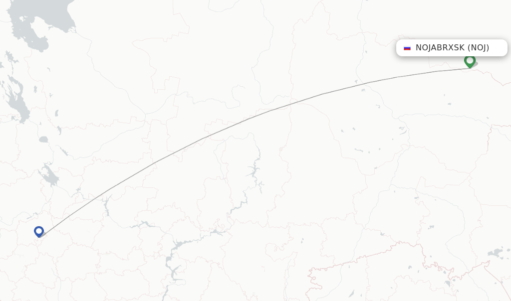 Route map with flights from Nojabrxsk with UTair