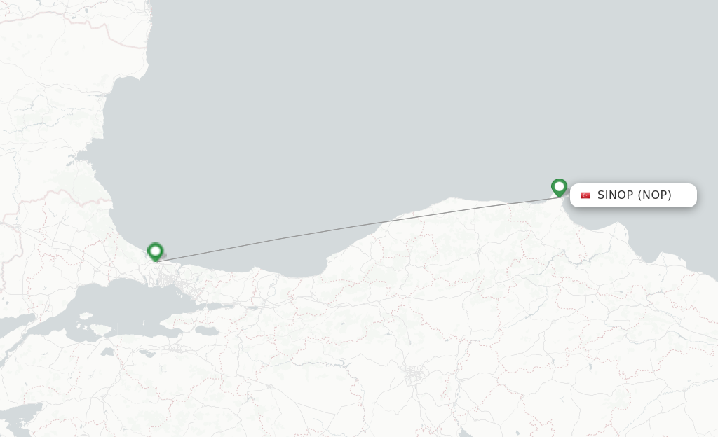 Route map with flights from Sinop with Turkish Airlines