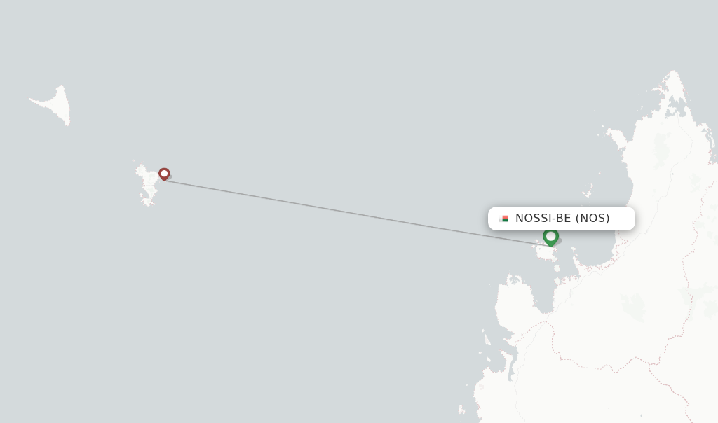 Route map with flights from Nossi-be with EWA AIR