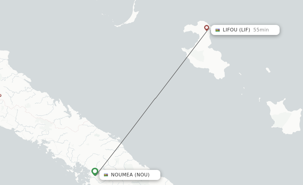 Flights from Noumea to Lifou route map