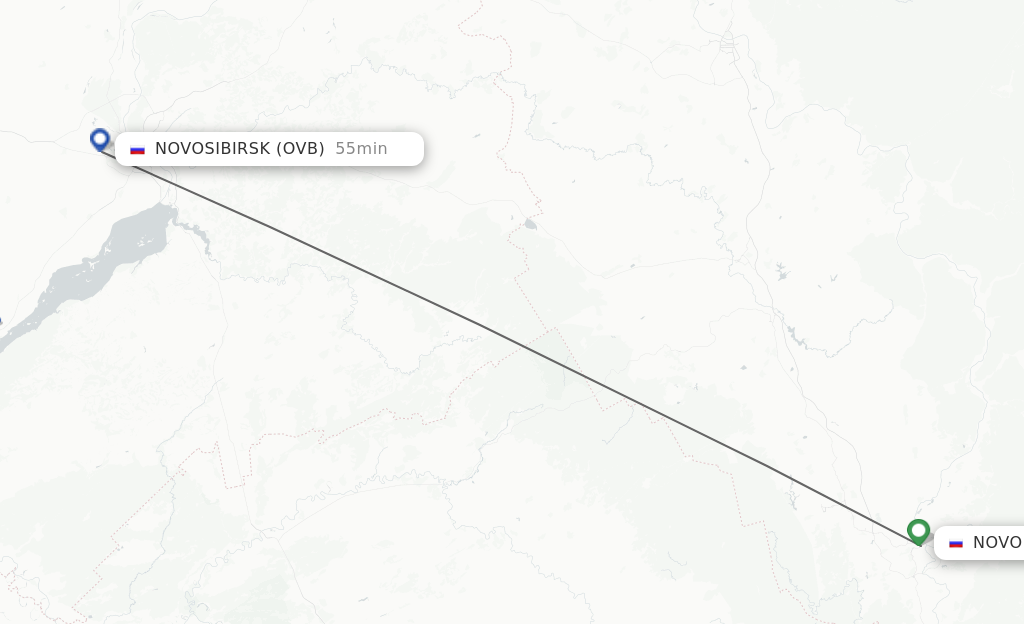Flights from Novokuznetsk to Novosibirsk route map