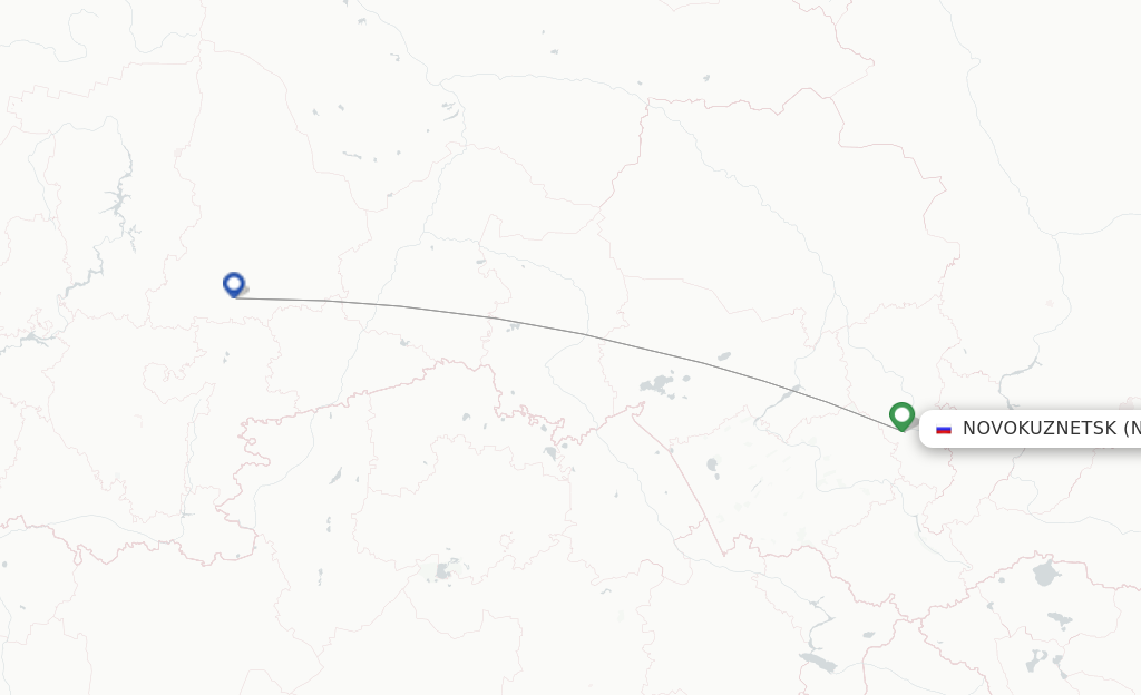 Route map with flights from Novokuznetsk with Red Wings