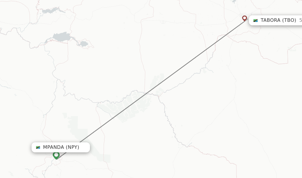 Flights from Mpanda to Tabora route map