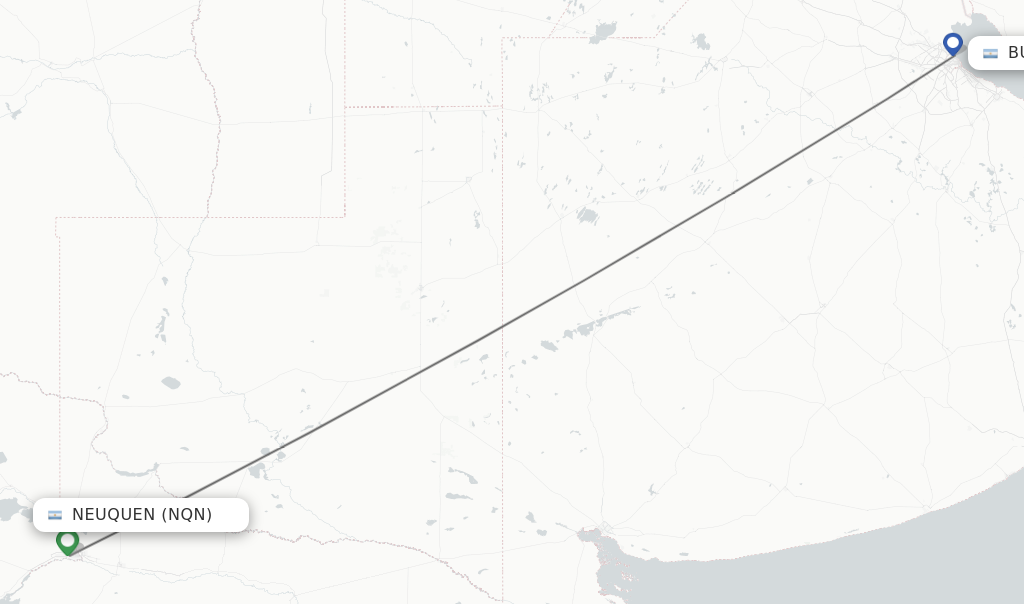 Flights from Neuquen to Buenos Aires route map