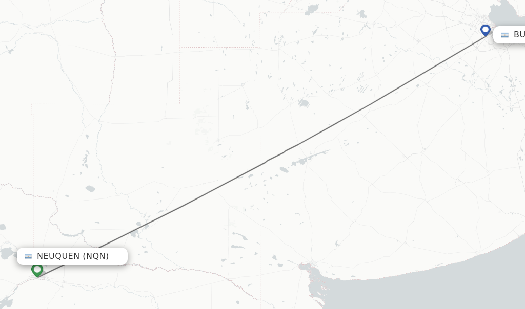 Flights from Neuquen to Buenos Aires route map