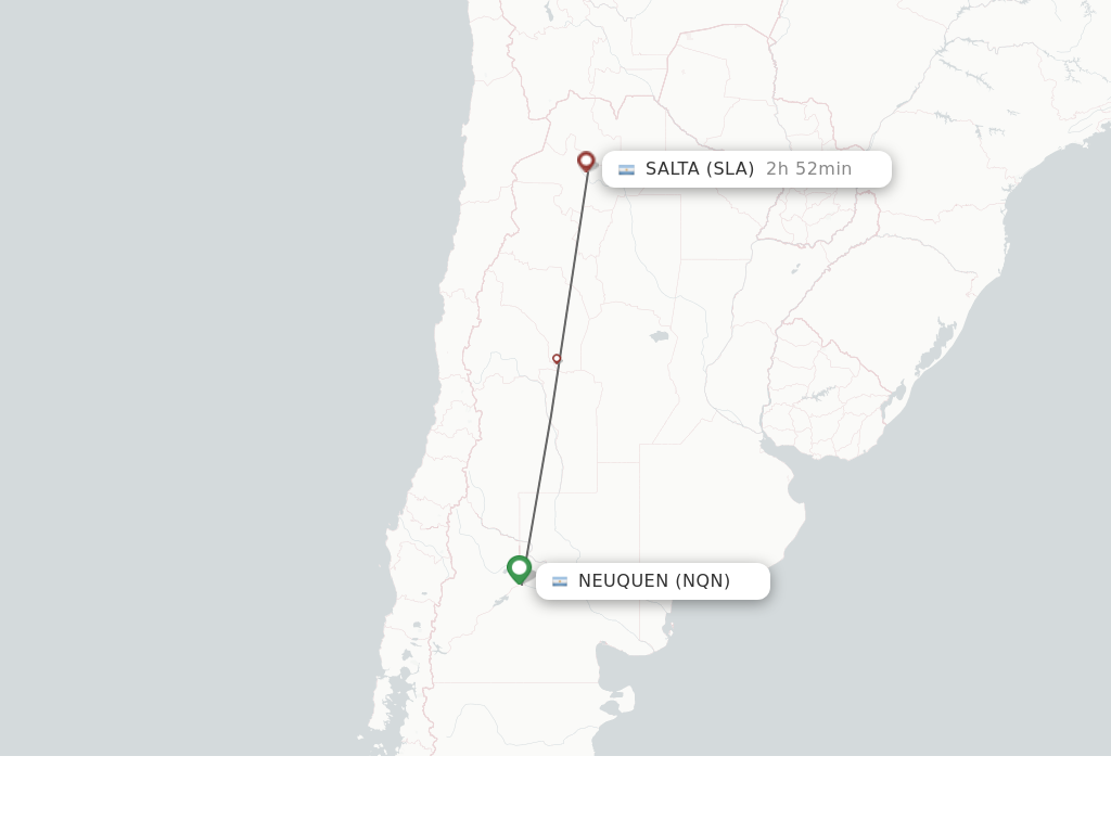 Flights from Neuquen to Salta route map