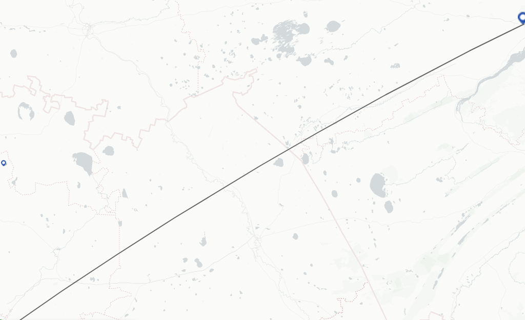 Flights from Astana to Novosibirsk route map