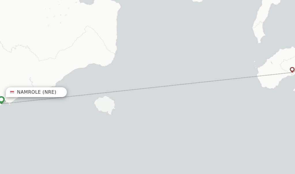 Route map with flights from Namrole with Trigana Air